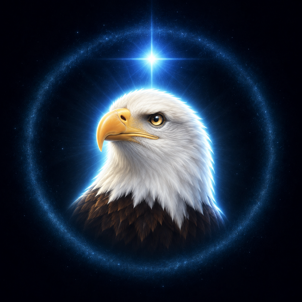 American bald eagle beneath the star Altair